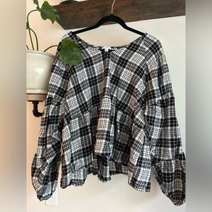 Dip- black and white plaid shirt